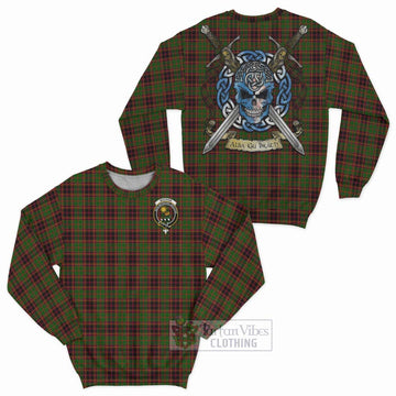 Buchan Tartan Sweatshirt with Family Crest Celtic Skull Style