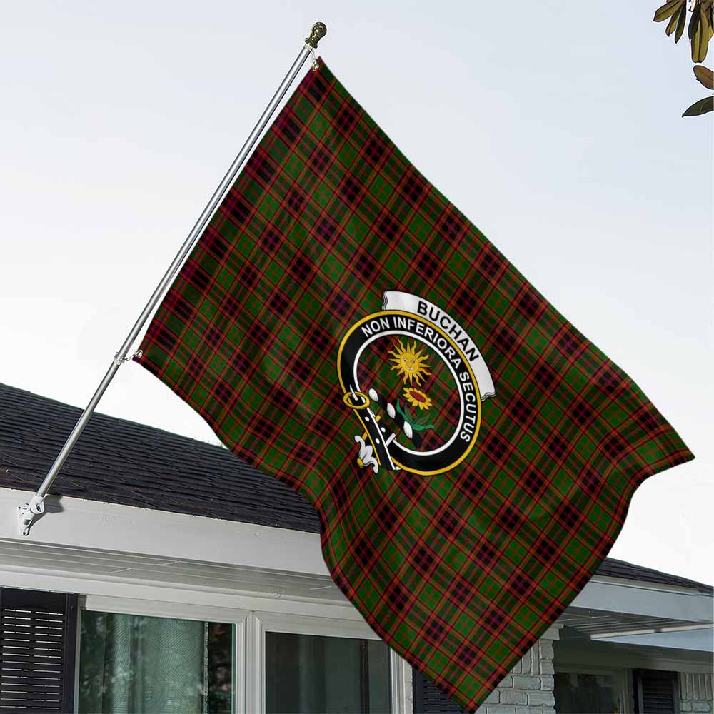 Tartan Vibes Clothing Buchan Tartan House Flag with Family Crest