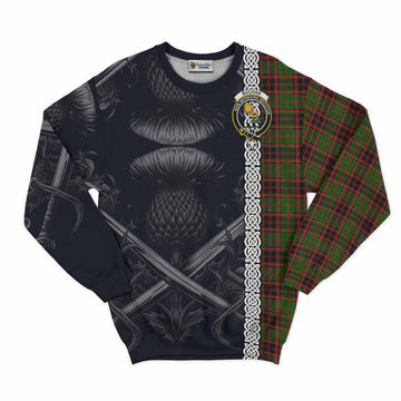 Buchan Tartan Sweatshirt with Family Crest Cross Sword Thistle Celtic Vibes