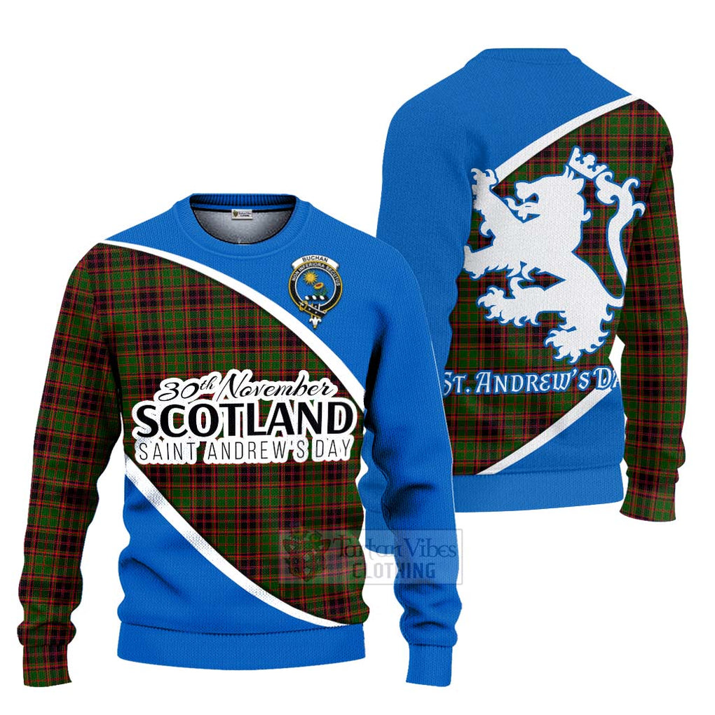 Tartan Vibes Clothing Buchan Family Crest Tartan Knitted Sweater Celebrate Saint Andrew's Day in Style