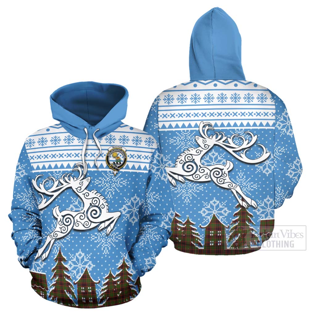 Tartan Vibes Clothing Buchan Clan Christmas Hoodie Celtic Reindeer Style