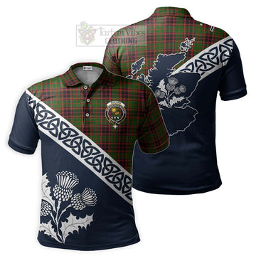 Buchan Tartan Polo Shirt Featuring Thistle and Scotland Map