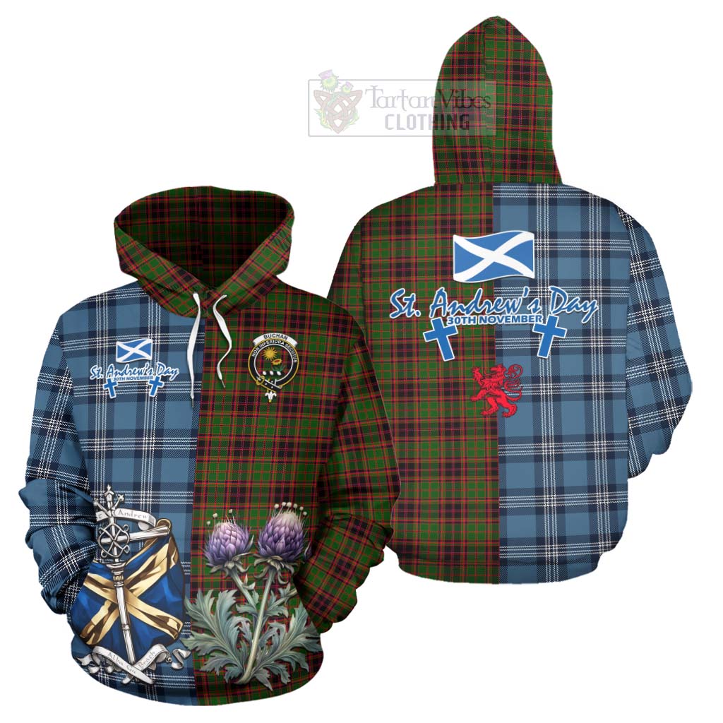 Tartan Vibes Clothing Buchan Tartan Hoodie Happy St. Andrew's Day Half Tartan Style