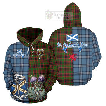 Buchan Tartan Hoodie Happy St. Andrew's Day Half Tartan Style