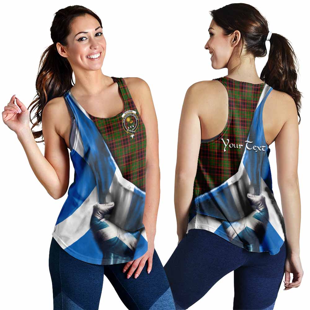 Tartan Vibes Clothing Buchan Tartan Women's Racerback Tanks with Family Crest Scotland Patriotic Style