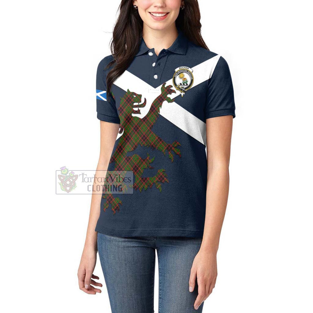 Tartan Vibes Clothing Buchan Tartan Lion Rampant Women's Polo Shirt – Proudly Display Your Heritage with Alba Gu Brath and Clan Name