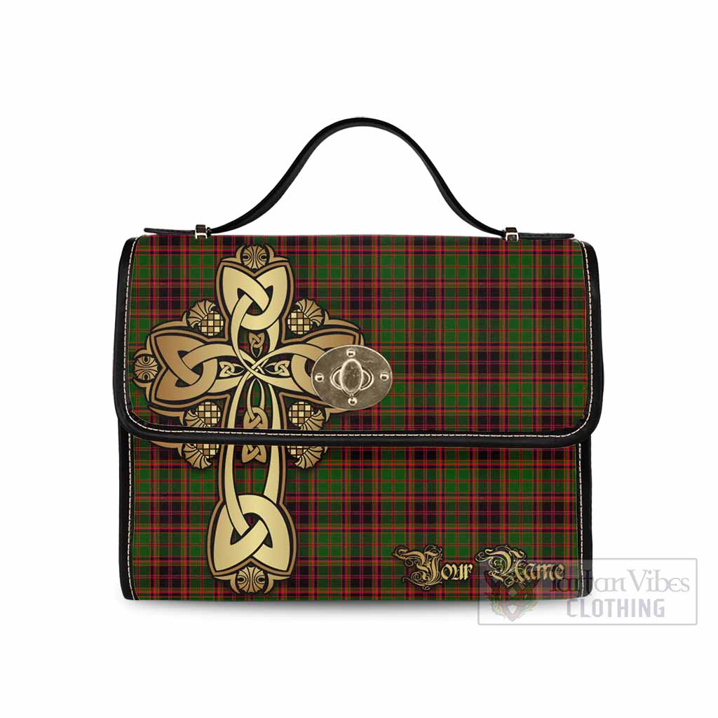 Tartan Vibes Clothing Buchan Tartan Waterproof Canvas Bag Golden Thistle Celtic Cross Style