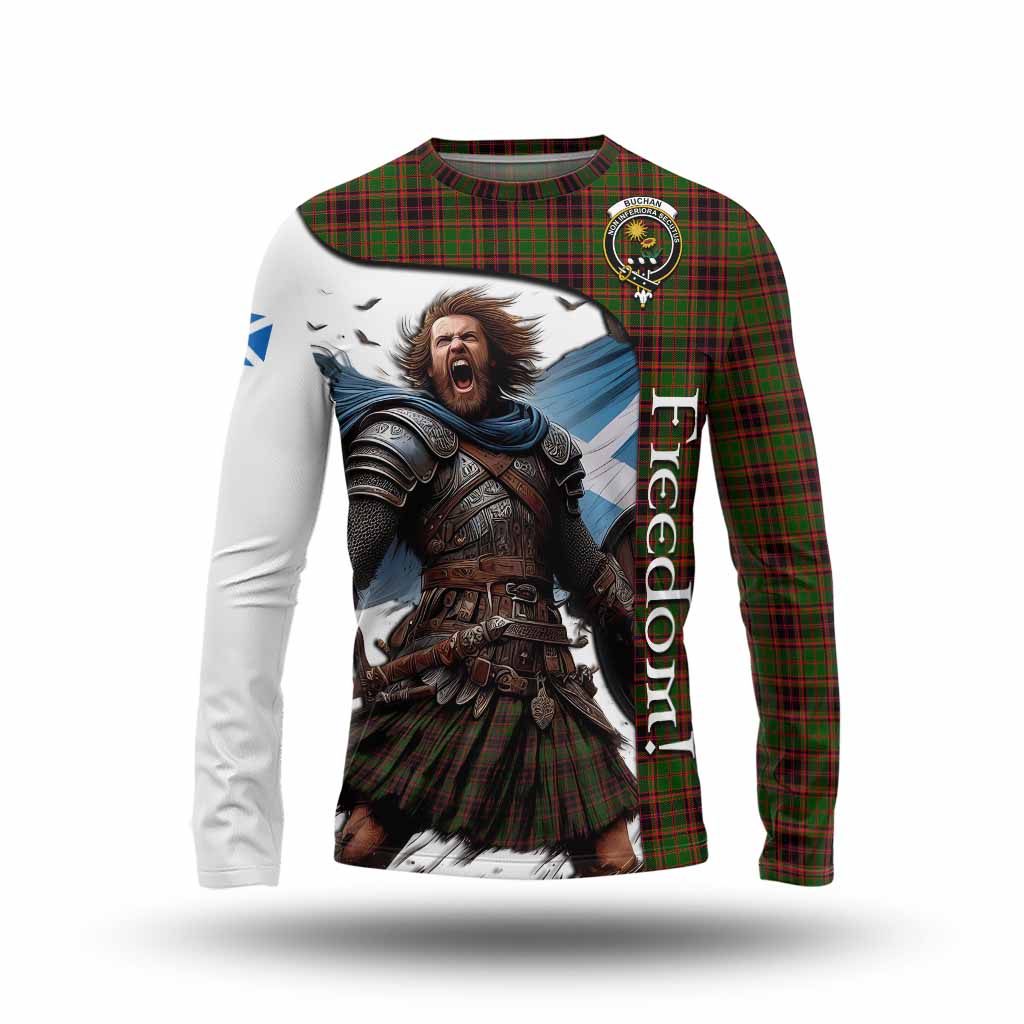 Tartan Vibes Clothing Buchan Crest Tartan Long Sleeve T-Shirt Inspired by the Freedom of Scottish Warrior