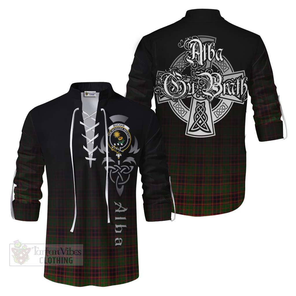 Tartan Vibes Clothing Buchan Tartan Ghillie Kilt Shirt Featuring Alba Gu Brath Family Crest Celtic Inspired