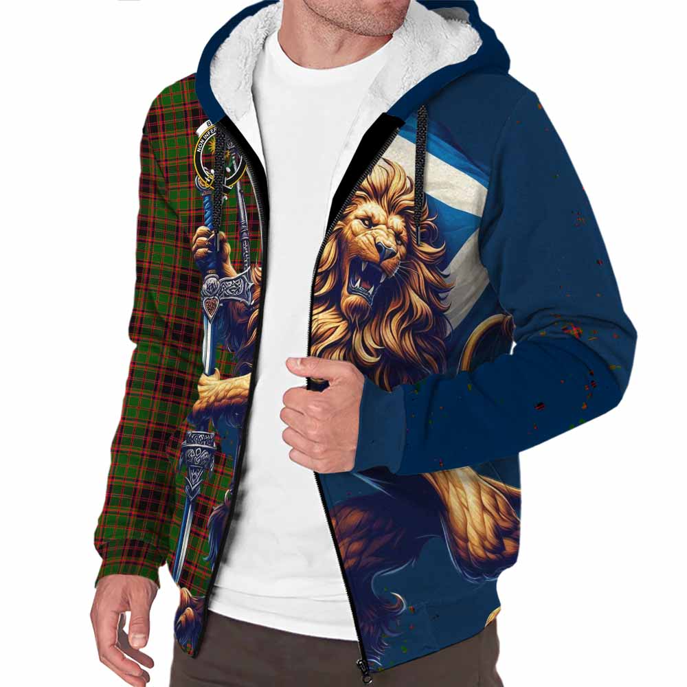 Tartan Vibes Clothing Buchan Tartan Family Crest Sherpa Hoodie with Scottish Majestic Lion