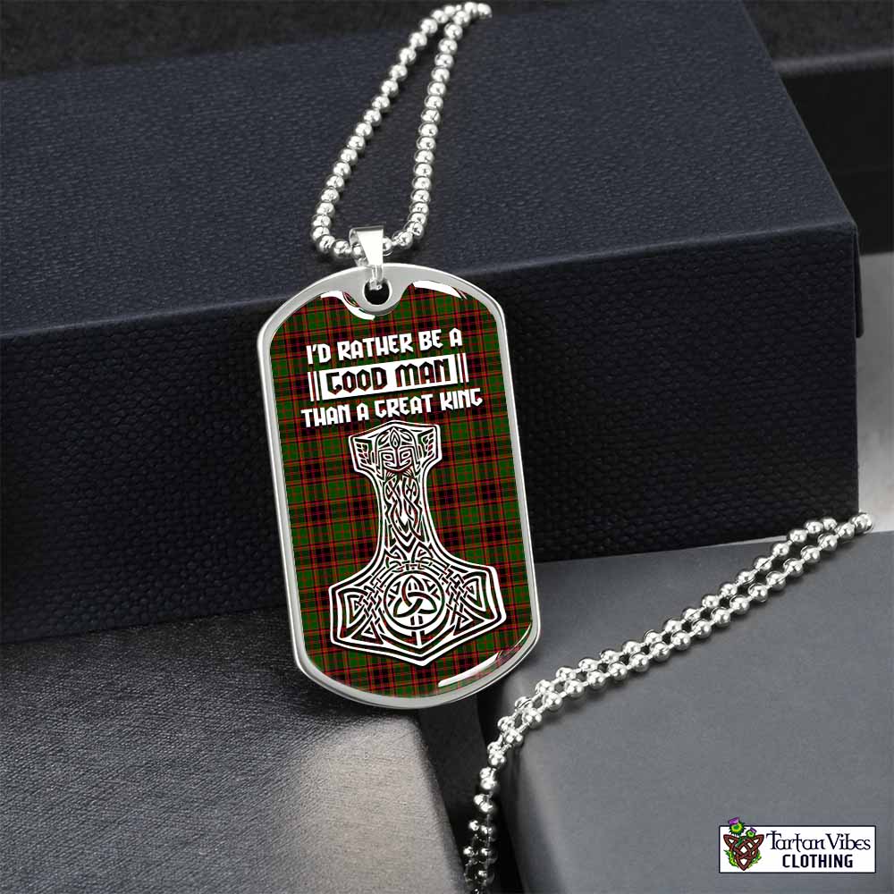 Tartan Vibes Clothing Buchan Tartan Dog Tag Necklace Viking Mjolnir Style