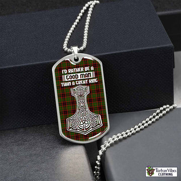 Buchan Tartan Dog Tag Necklace Viking Mjolnir Style