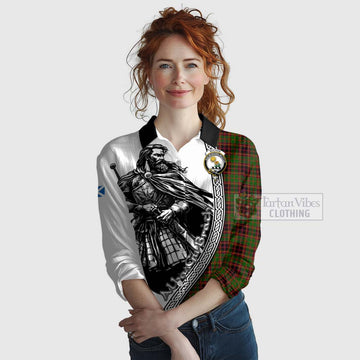 Buchan Tartan Clan Crest Women's Casual Shirt with Highlander Warrior Celtic Style