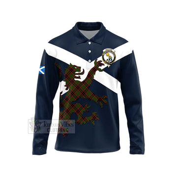 Buchan Tartan Lion Rampant Long Sleeve Polo Shirt  Proudly Display Your Heritage with Alba Gu Brath and Clan Name