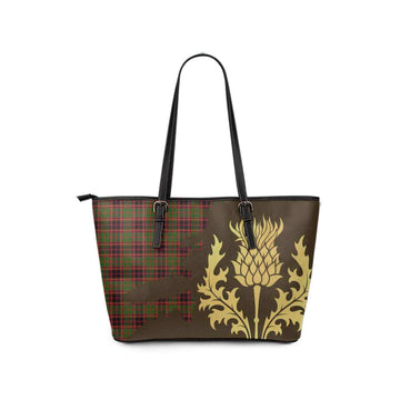 Buchan Tartan Leather Tote Bag Gold Thistle Style - Tartan Vibes Clothing