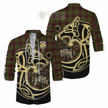 Buchan Tartan Ghillie Kilt Shirt with Family Crest Celtic Wolf Style