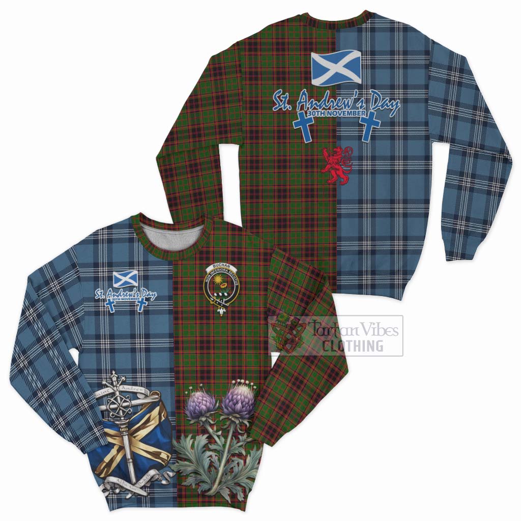 Tartan Vibes Clothing Buchan Tartan Sweatshirt Happy St. Andrew's Day Half Tartan Style