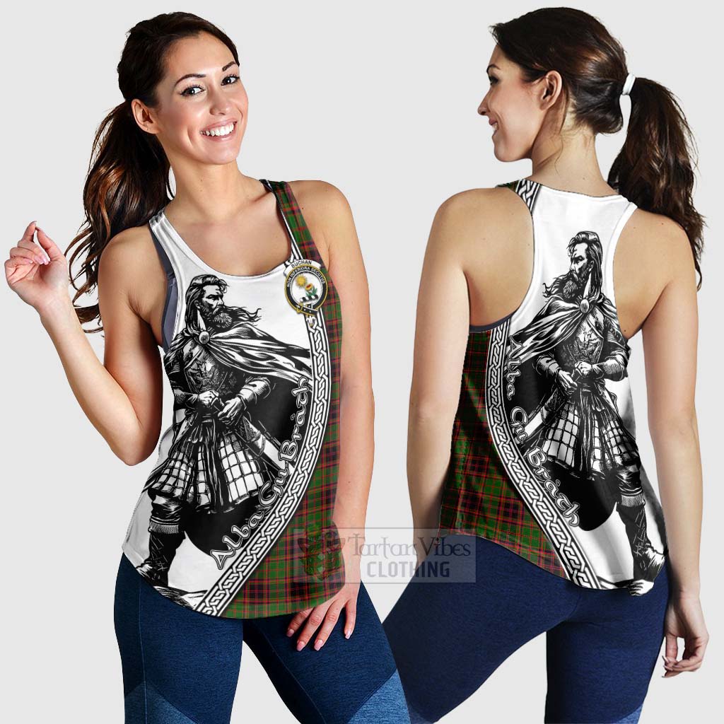 Tartan Vibes Clothing Buchan Tartan Clan Crest Women's Racerback Tanks with Highlander Warrior Celtic Style