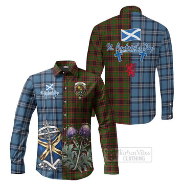 Buchan Tartan Long Sleeve Button Shirt Happy St. Andrew's Day Half Tartan Style