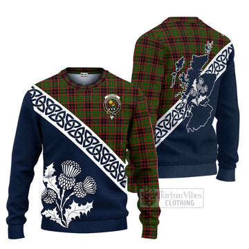 Buchan Tartan Ugly Sweater Featuring Thistle and Scotland Map