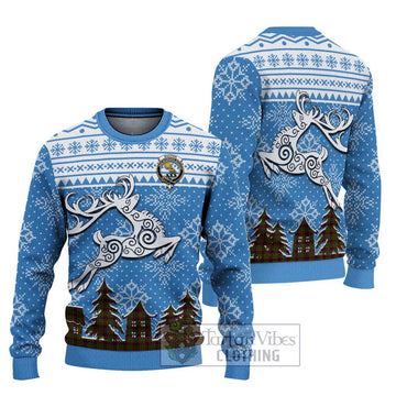 Buchan Clan Christmas Ugly Sweater with Tartan and Celtic Reindeer Style