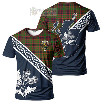 Buchan Tartan T-Shirt Featuring Thistle and Scotland Map