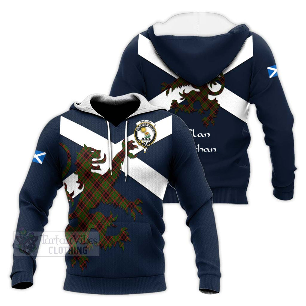 Tartan Vibes Clothing Buchan Tartan Lion Rampant Knitted Hoodie – Proudly Display Your Heritage with Alba Gu Brath and Clan Name