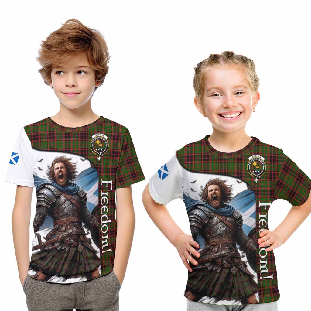 Tartan Vibes Clothing Buchan Crest Tartan Kid T-Shirt Inspired by the Freedom of Scottish Warrior