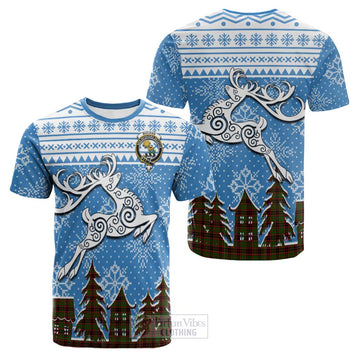 Buchan Clan Christmas Cotton T-shirt Celtic Reindeer Style