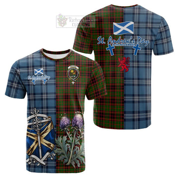 Buchan Tartan Cotton T-shirt Happy St. Andrew's Day Half Tartan Style