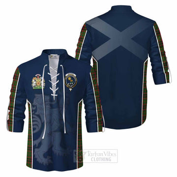 Buchan Tartan Ghillie Kilt Shirt with Family Crest and Lion Rampant Vibes Sport Style