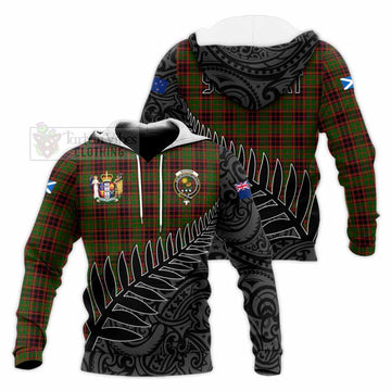 Buchan Crest Tartan Knitted Hoodie with New Zealand Silver Fern Half Style