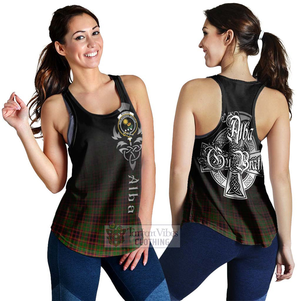 Tartan Vibes Clothing Buchan Tartan Women's Racerback Tanks Featuring Alba Gu Brath Family Crest Celtic Inspired