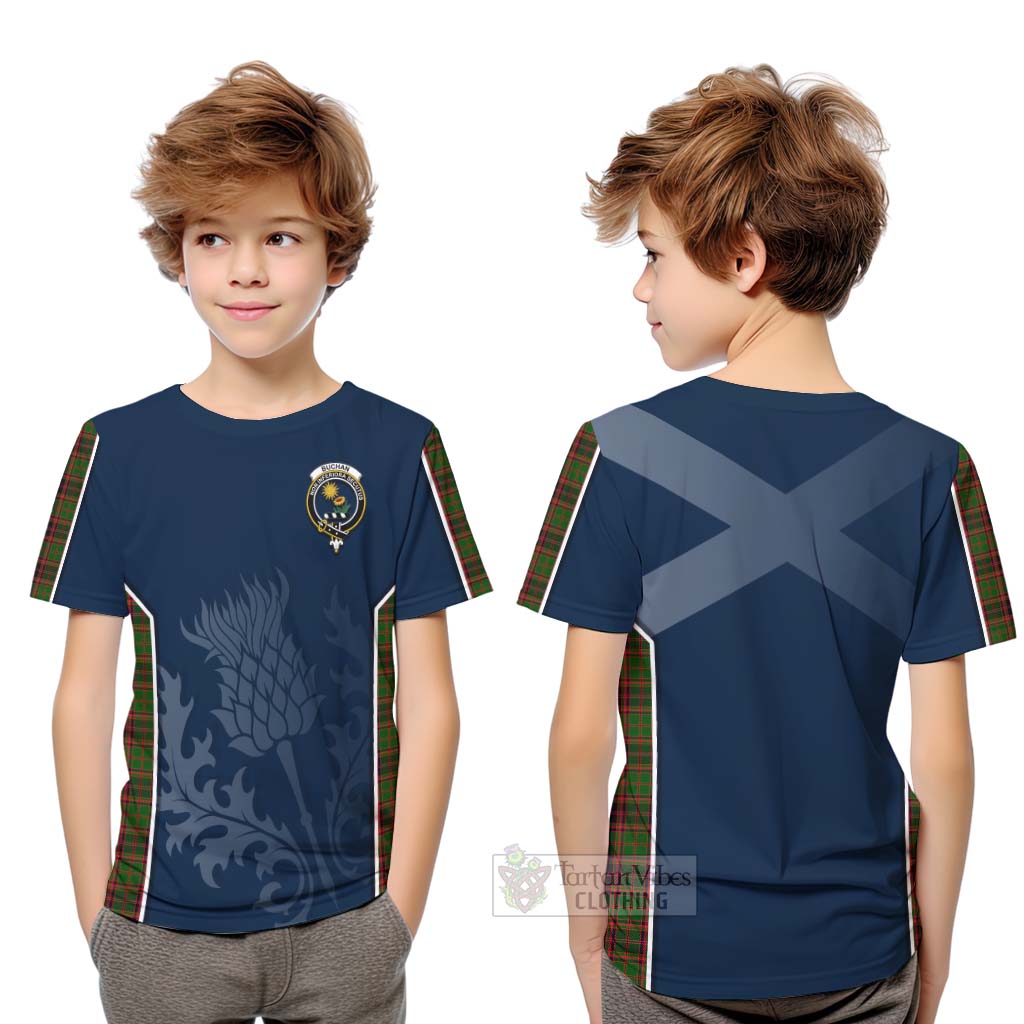 Tartan Vibes Clothing Buchan Tartan Kid T-Shirt with Family Crest and Scottish Thistle Vibes Sport Style