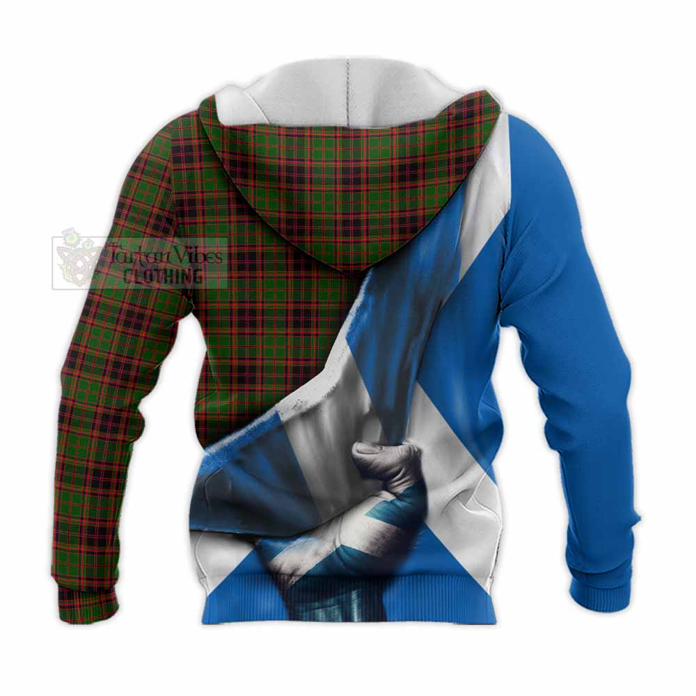 Tartan Vibes Clothing Buchan Tartan Knitted Hoodie with Family Crest Scotland Patriotic Style