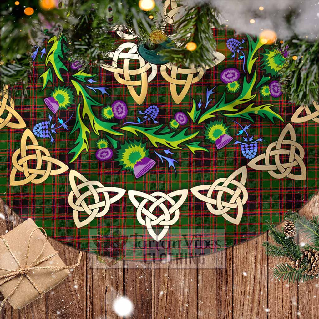 Tartan Vibes Clothing Buchan Tartan Christmas Tree Skirt with Thistle Celtic Knot Style