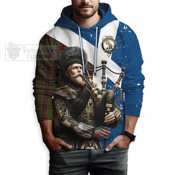 Buchan Tartan Hoodie with Family Crest Scottish Bagpiper Vibes