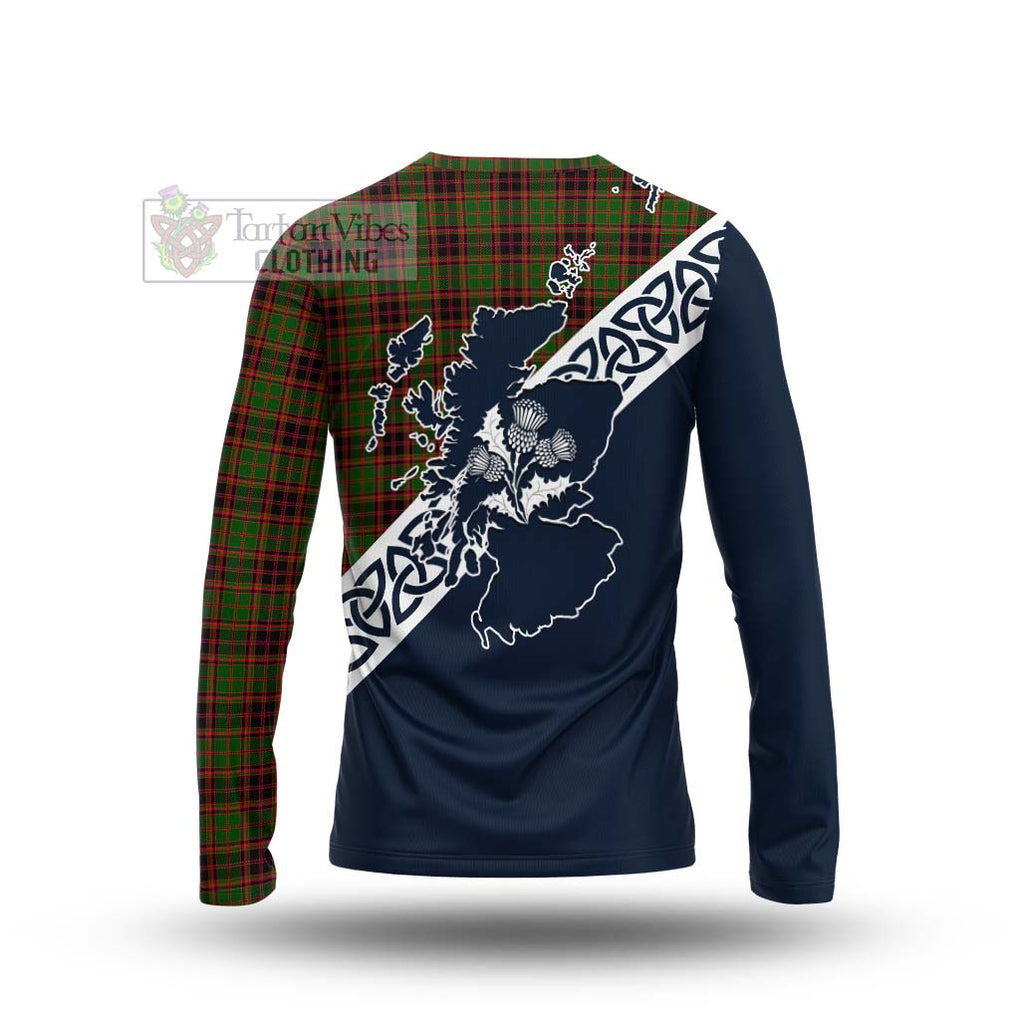 Tartan Vibes Clothing Buchan Tartan Long Sleeve T-Shirt Featuring Thistle and Scotland Map