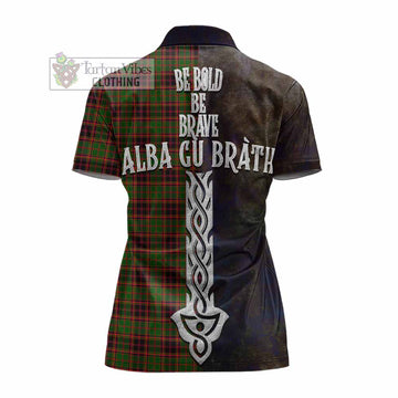 Buchan Tartan Family Crest Women's Polo Shirt Alba Gu Brath Be Brave Lion Ancient Style - Tartan Vibes Clothing