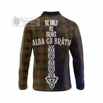 Buchan Tartan Family Crest Long Sleeve Polo Shirt Alba Gu Brath Be Brave Lion Ancient Style - Tartan Vibes Clothing