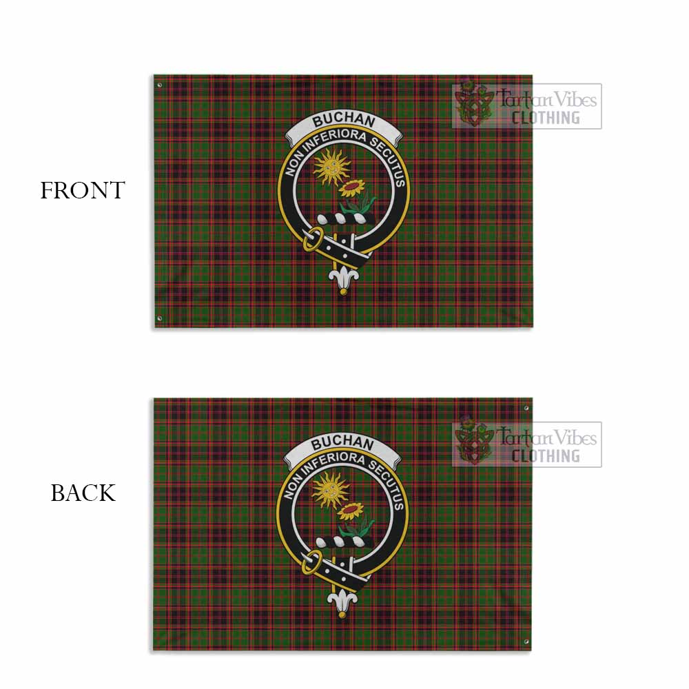 Tartan Vibes Clothing Buchan Tartan House Flag with Family Crest