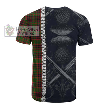 Buchan Tartan Cotton T-shirt with Family Crest Cross Sword Thistle Celtic Vibes