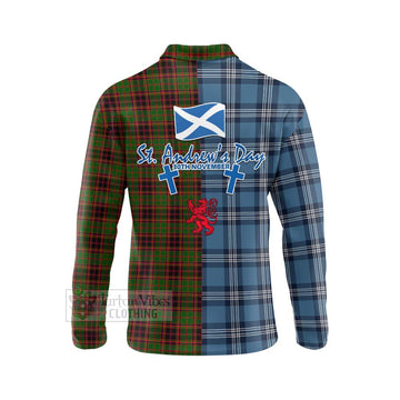 Buchan Tartan Long Sleeve Polo Shirt Happy St. Andrew's Day Half Tartan Style