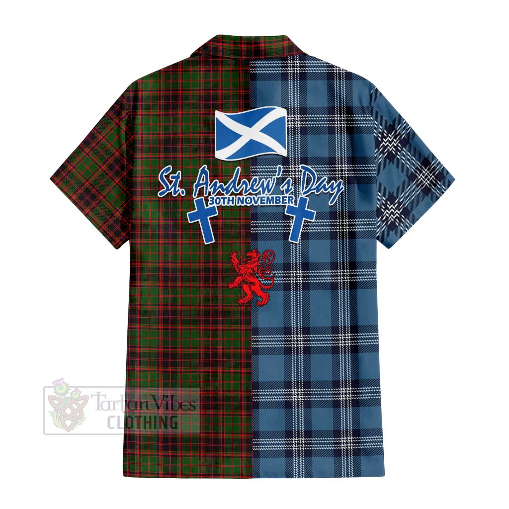 Tartan Vibes Clothing Buchan Tartan Short Sleeve Button Shirt Happy St. Andrew's Day Half Tartan Style