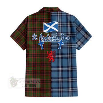 Buchan Tartan Short Sleeve Button Shirt Happy St. Andrew's Day Half Tartan Style