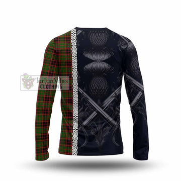 Buchan Tartan Long Sleeve T-Shirt with Family Crest Cross Sword Thistle Celtic Vibes