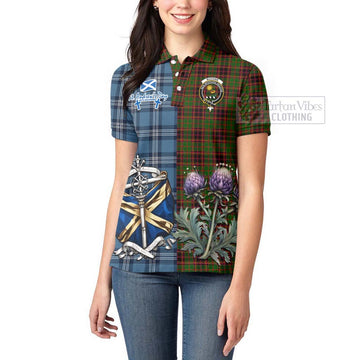 Buchan Tartan Women's Polo Shirt Happy St. Andrew's Day Half Tartan Style