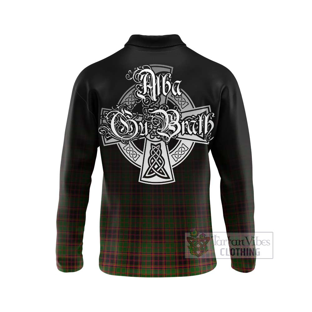 Tartan Vibes Clothing Buchan Tartan Long Sleeve Polo Shirt Featuring Alba Gu Brath Family Crest Celtic Inspired