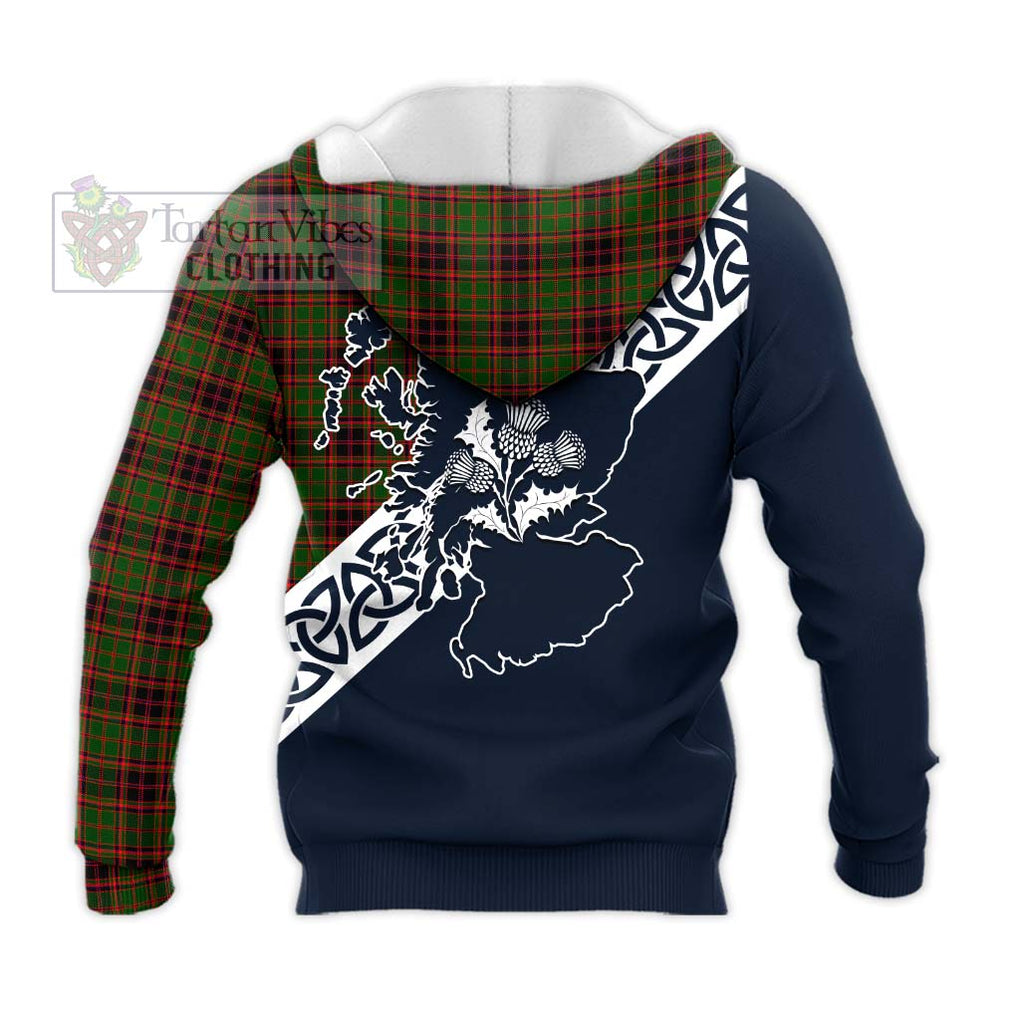 Tartan Vibes Clothing Buchan Tartan Knitted Hoodie Featuring Thistle and Scotland Map