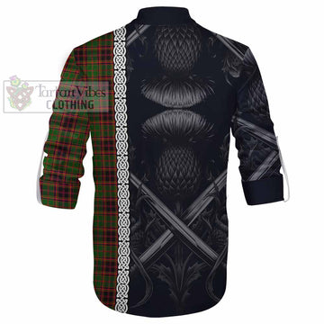 Buchan Tartan Ghillie Kilt Shirt with Family Crest Cross Sword Thistle Celtic Vibes